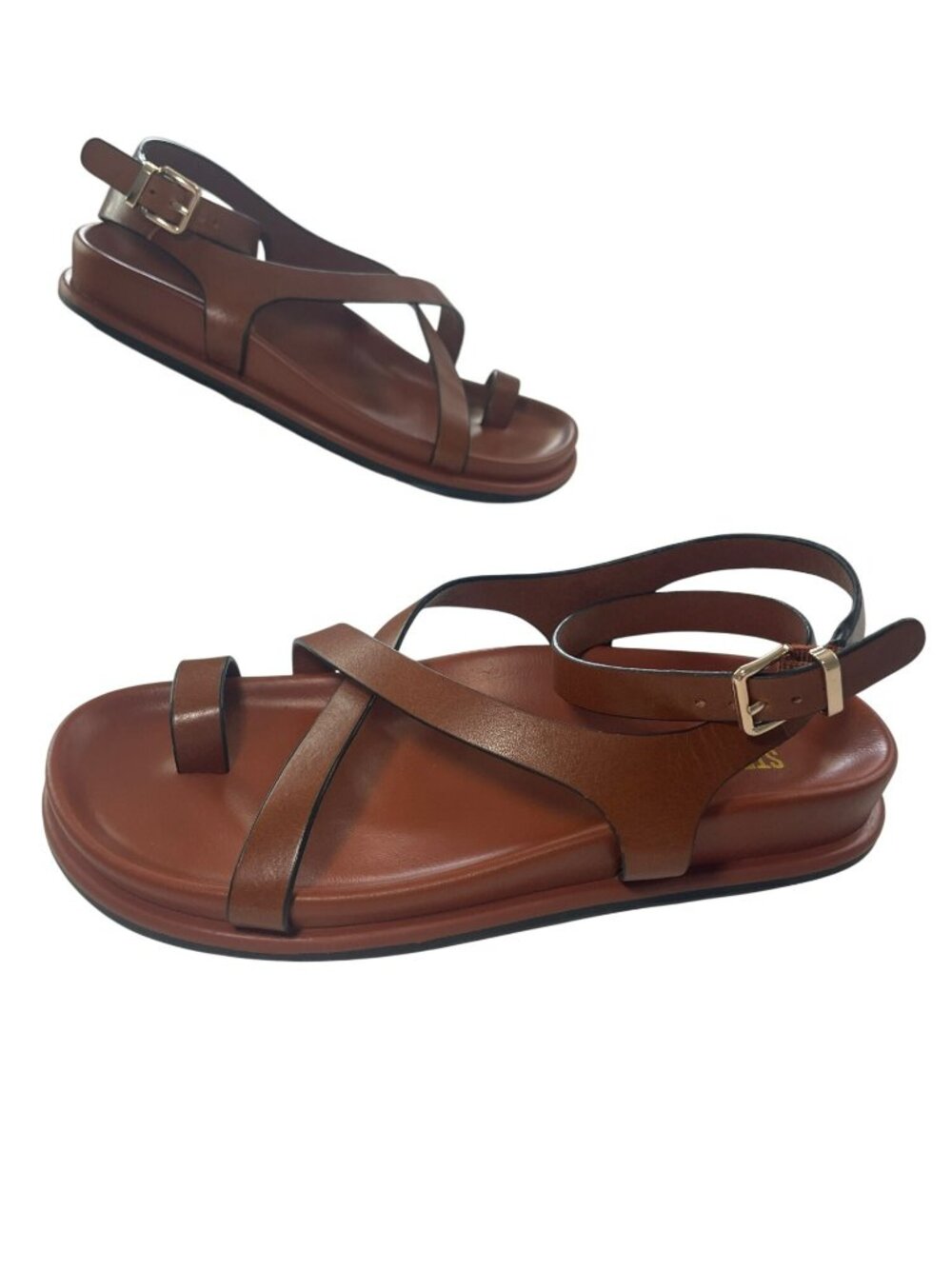 Steve Madden Zendra Cognac Leather Strappy Sandals Women's Size 6.5 NEW